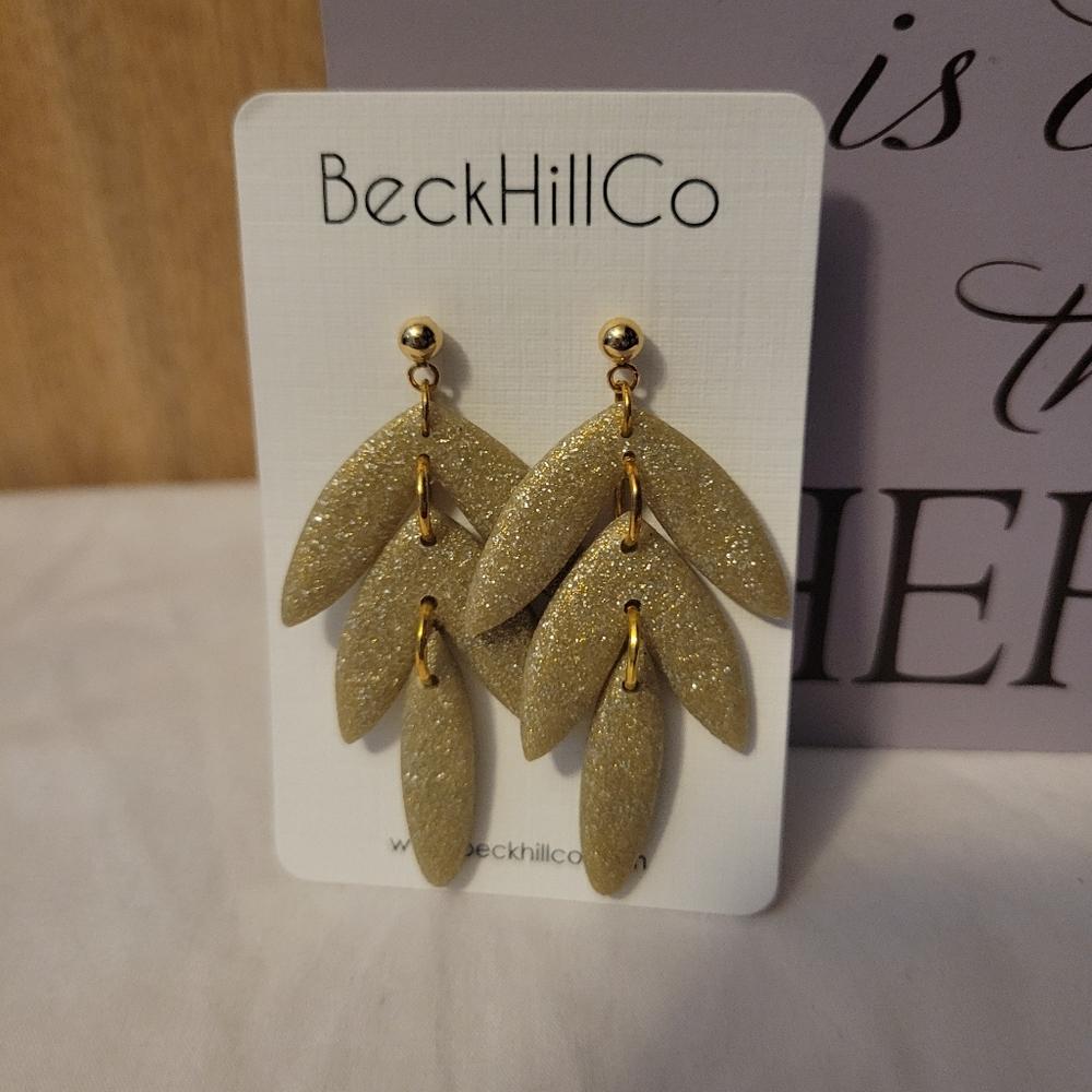 BeckHillCo Gold Leaf Dangle Earrings